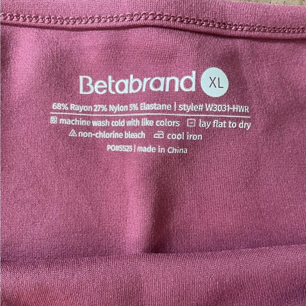 Beta Brand Women’s Boxy Short Sleeve High Low Top Burgundy Ponte Knit (Size XL)